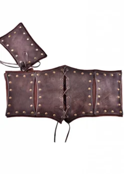 Unterbrust-Corsage aus Leder, mit Wildleder unterlegt