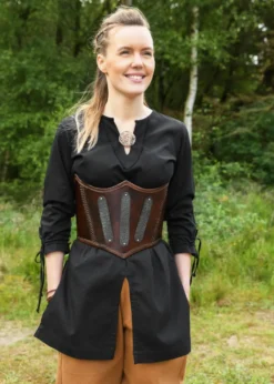 Unterbrust-Lederrüstung mit Metalldetails, braun