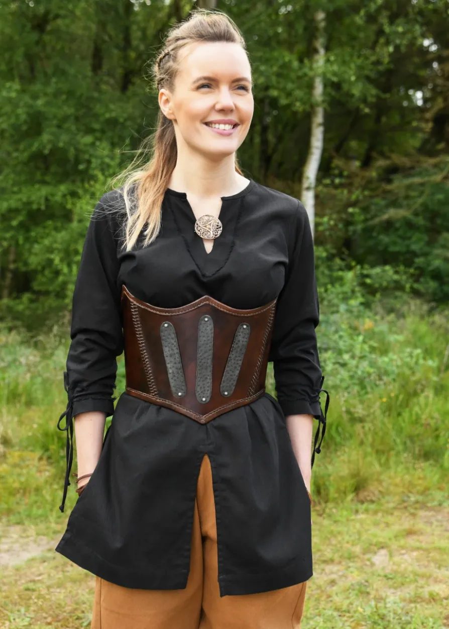 Unterbrust-Lederrüstung mit Metalldetails, braun