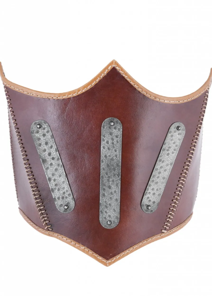 Unterbrust-Lederrüstung mit Metalldetails, braun
