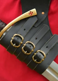 Verstellbarer Schwerthalter aus schwarzem Leder