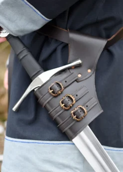Verstellbarer Schwerthalter aus braunem Leder