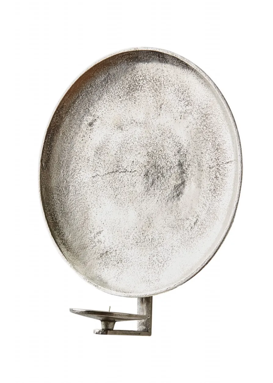 Wandkerzenhalter, Wandteller aus Aluminium, Nickelfarben