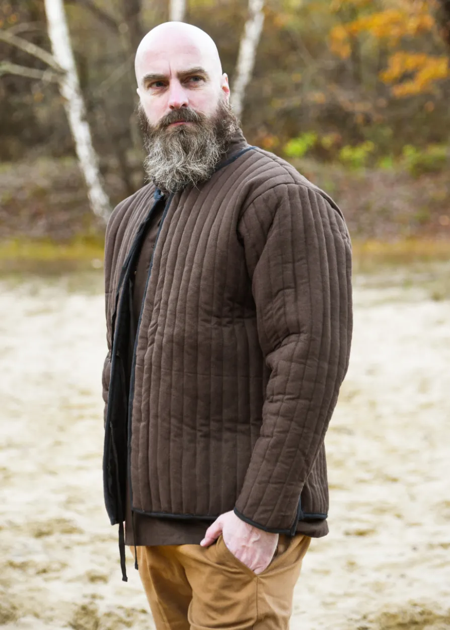 Wattierte Jacke, braun - schwarz