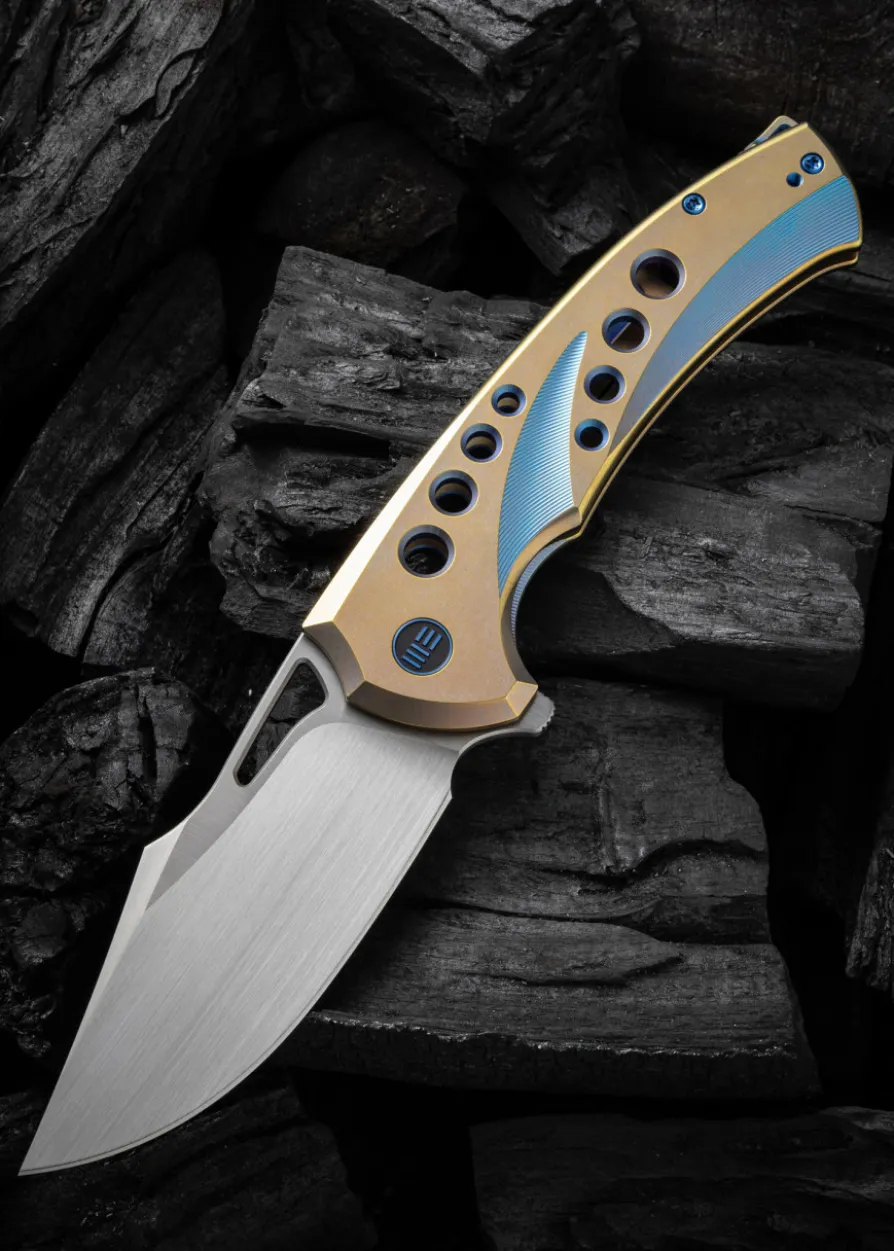 We Knife SWIFTFIN BEAD BLASTED TITANIUM BLUE GOLD, Taschenmesser