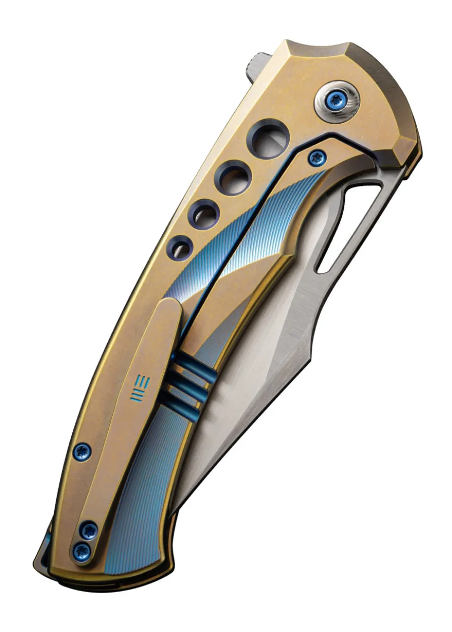 We Knife SWIFTFIN BEAD BLASTED TITANIUM BLUE GOLD, Taschenmesser