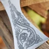 Wikinger-Axt aus Stahl, gegossen, Typ K, mit Gravur und Lederwicklung