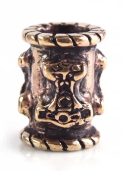 Wikinger Bartperle / Haarperle mit Thorshammer aus Bronze