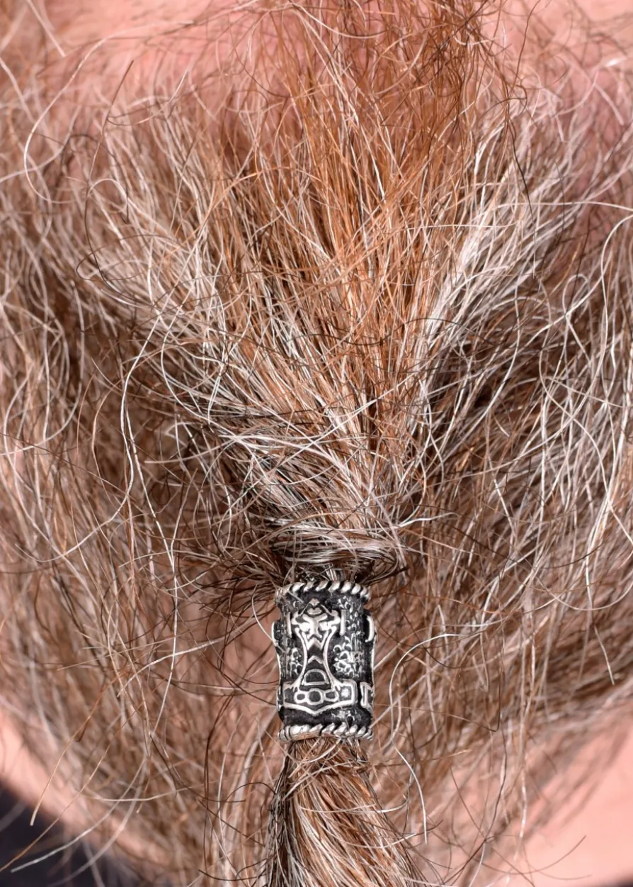 Wikinger Bartperle mit Thorshammer aus Silber