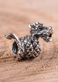 Wikinger Bartschmuck / Bartperle, Kleiner Drache aus Silber