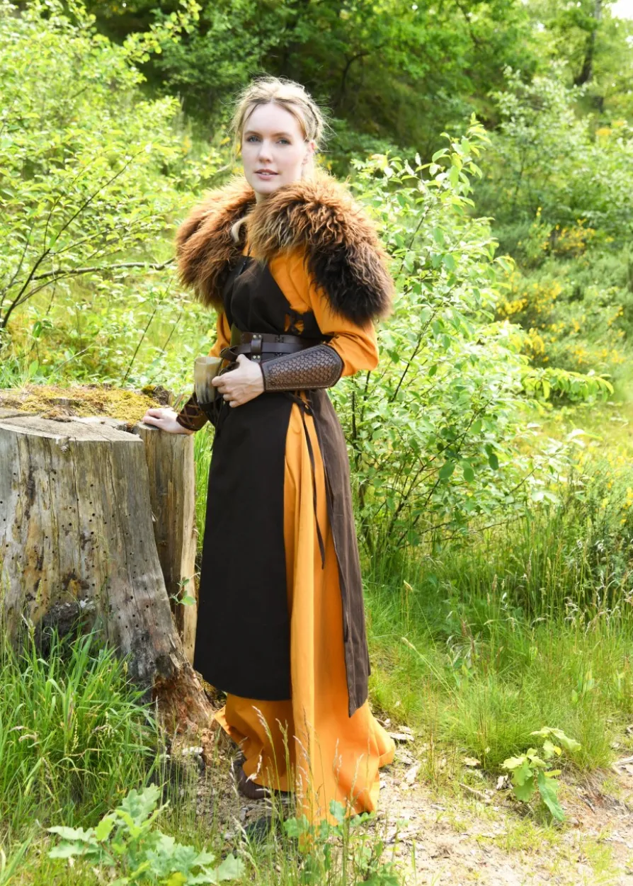 Wikinger Überkleid, Trägerkleid Tinna, braun