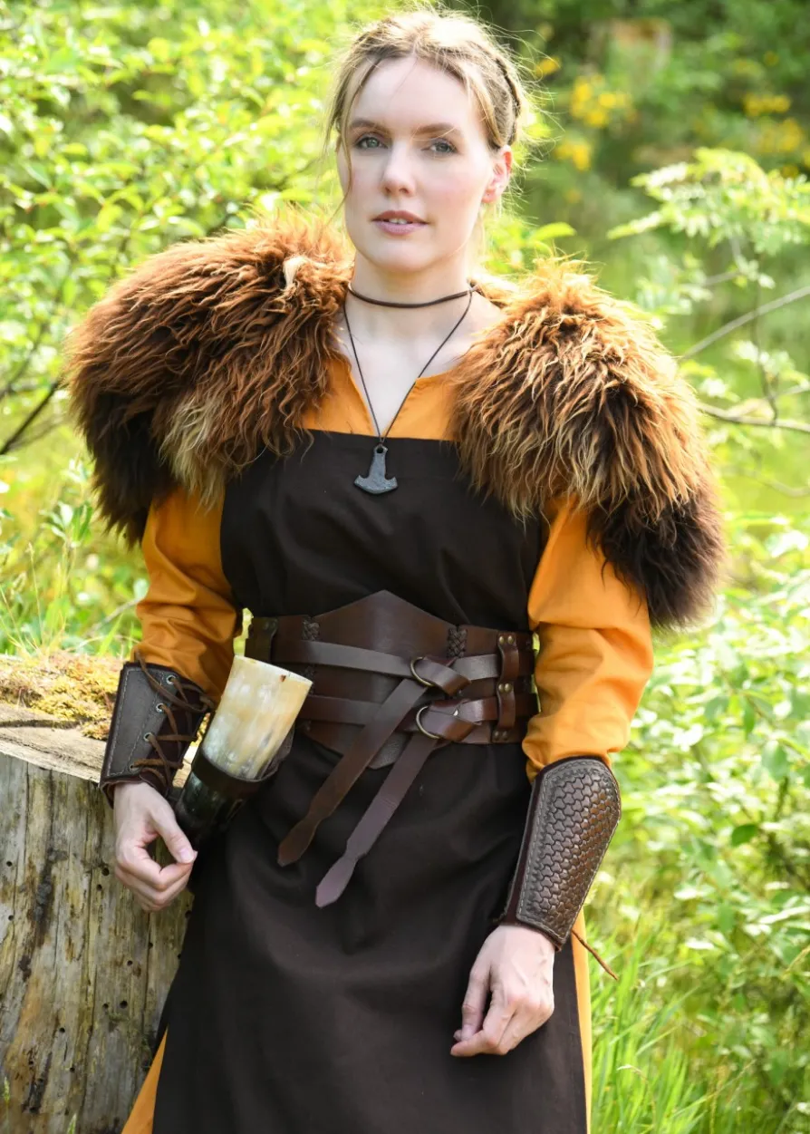 Wikinger Überkleid, Trägerkleid Tinna, braun