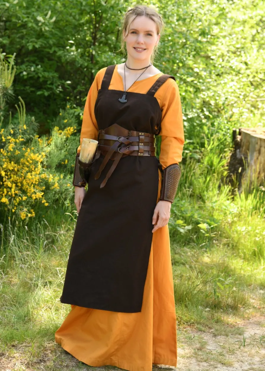 Wikinger Überkleid, Trägerkleid Tinna, braun