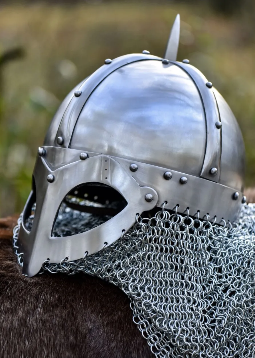 Wikinger Brillenhelm, mit Kettenbrünne, 2 mm Stahl