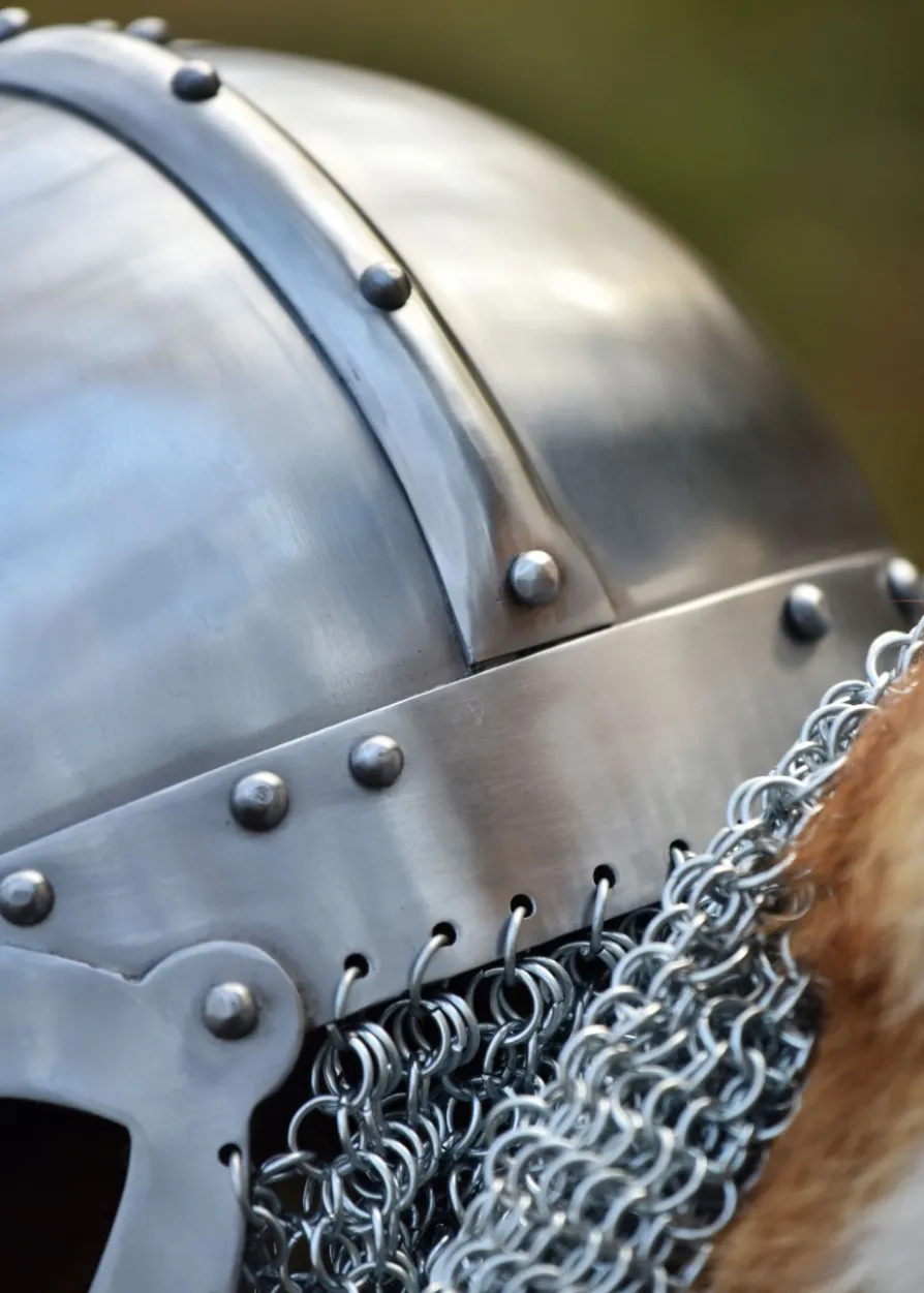 Wikinger Brillenhelm, mit Kettenbrünne, 2 mm Stahl