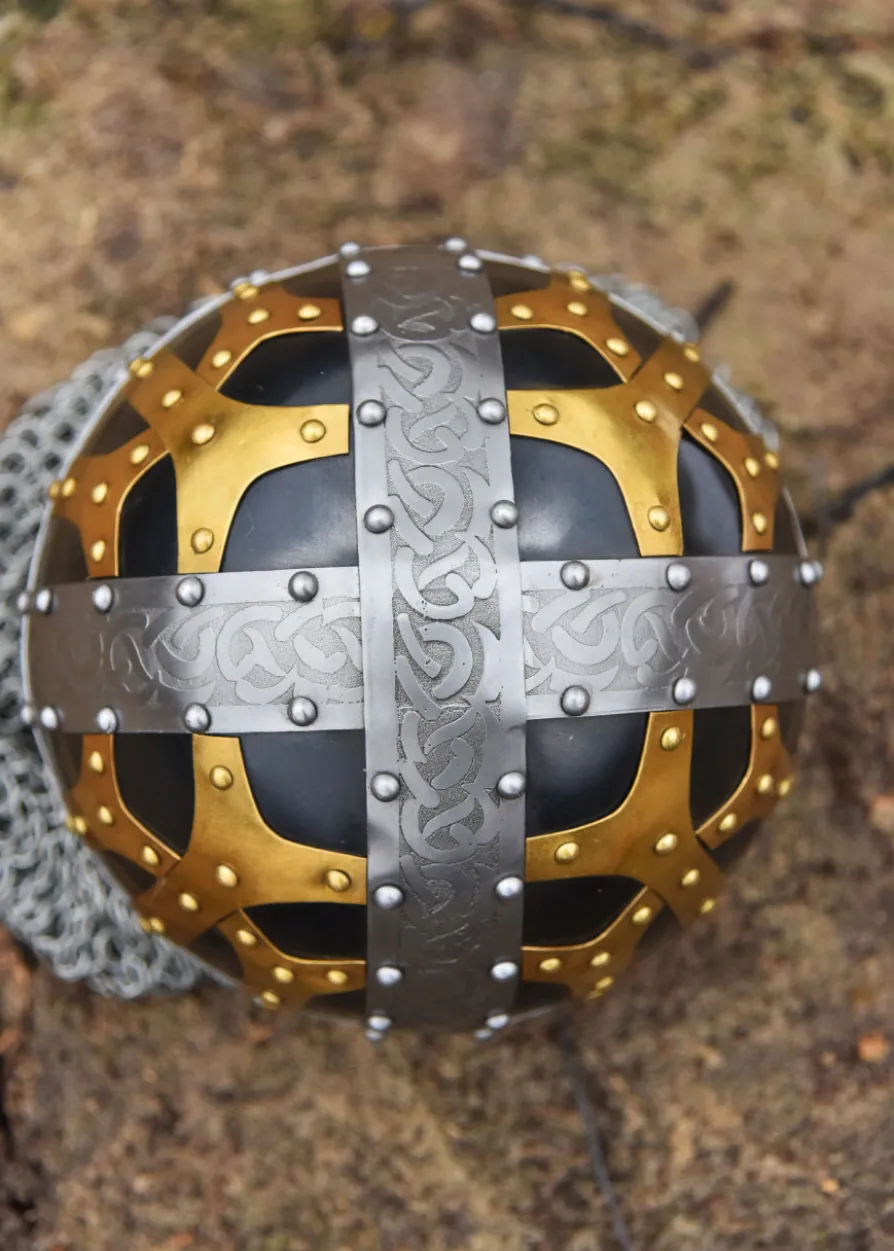 Wikinger Brillenhelm, Spangenhelm mit Brünne