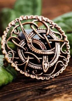Wikinger Brosche Midgardschlange aus Bronze