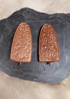 Wikinger Brosche, Zungenfibel aus Birka, Bronze, Paar, mit leichten Mängeln