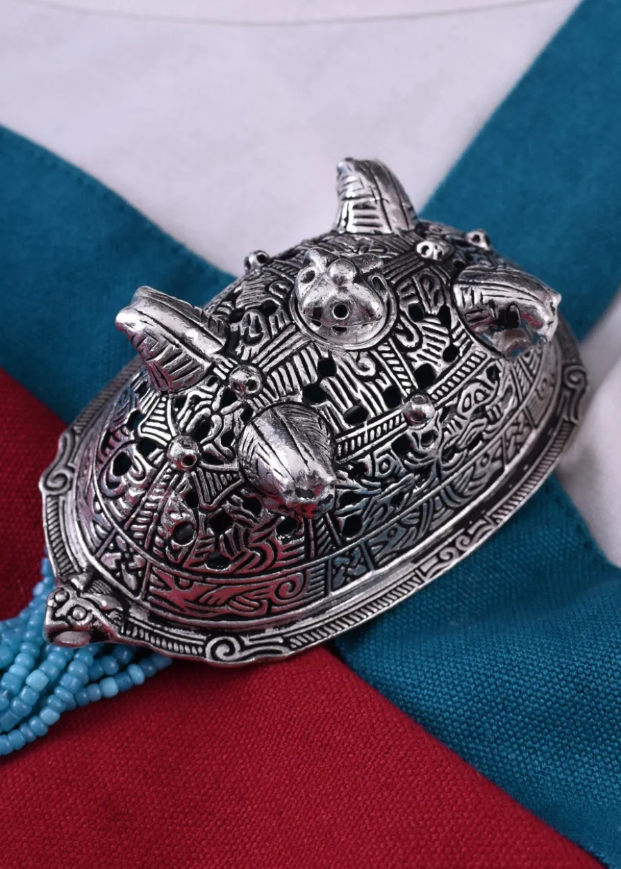 Wikinger Buckelfibel aus Birka mit Pferdeköpfen