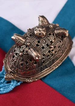 Wikinger Buckelfibel aus Birka mit Pferdeköpfen