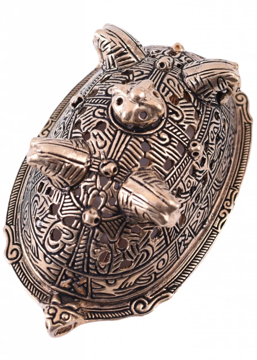 Wikinger Buckelfibel aus Birka mit Pferdeköpfen