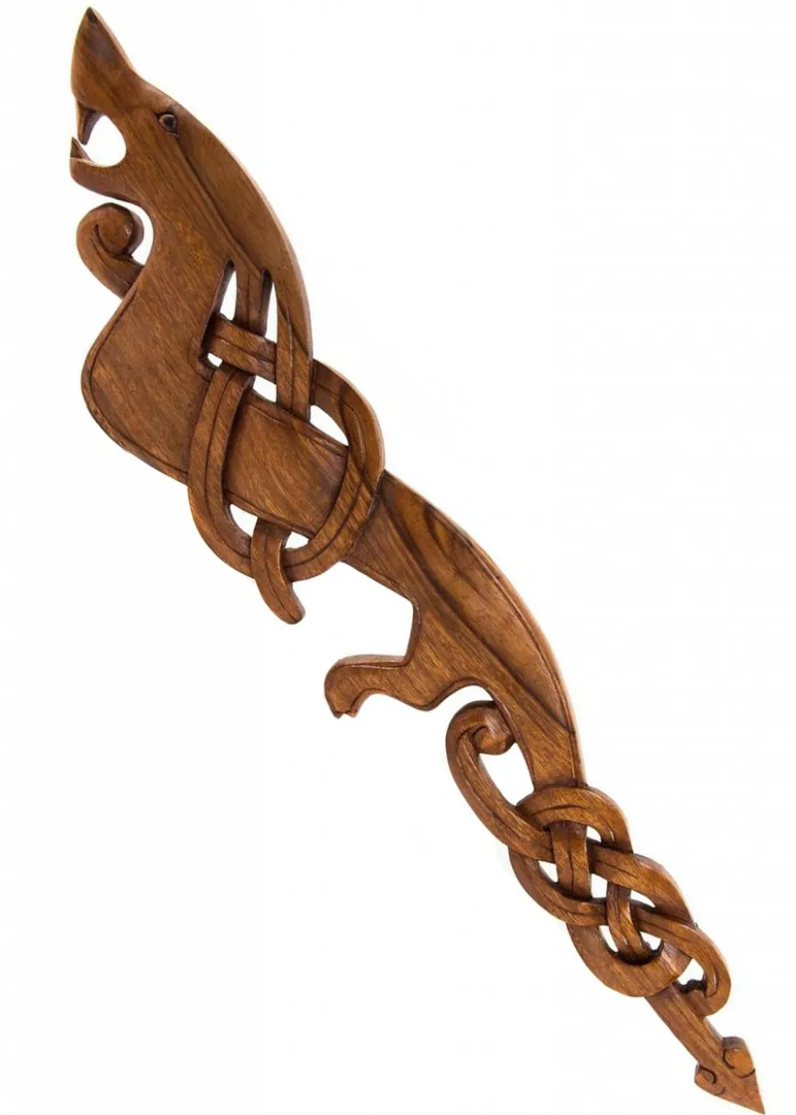 Wikinger Drache aus Holz, links schauend