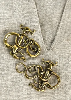Wikinger Gewandschließe Zwei Drachen aus Bronze