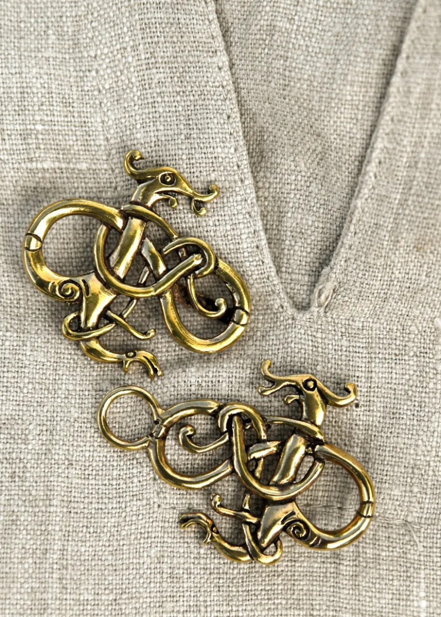 Wikinger Gewandschließe Zwei Drachen aus Bronze