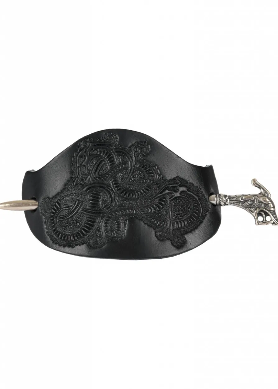 Wikinger-Haarspange Haithabu aus Leder mit Nadel