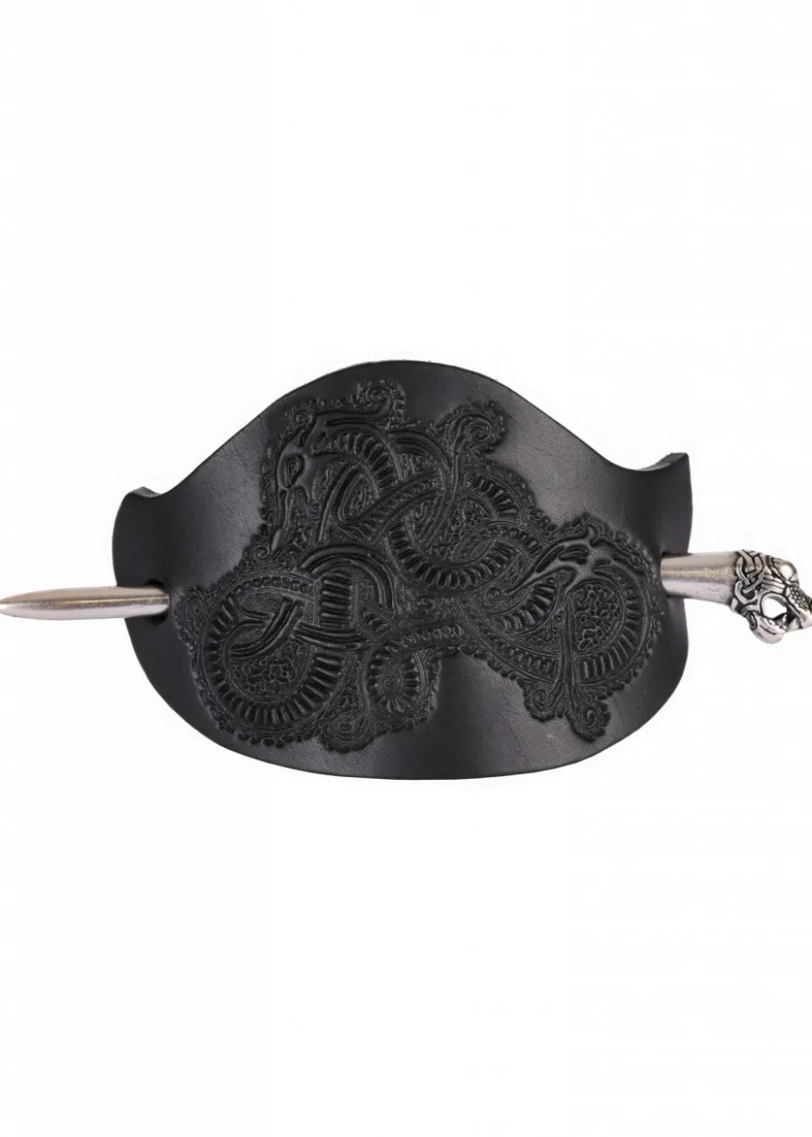 Wikinger-Haarspange Oseberg aus Leder mit Nadel