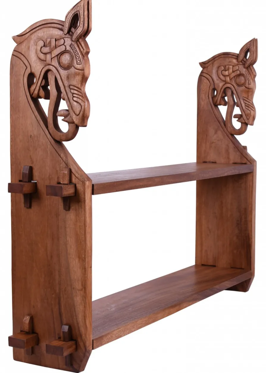 Wikinger Holzregal Drachenkopf, groß