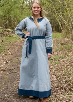Wikinger Kleid Jona, blaugrau/blau
