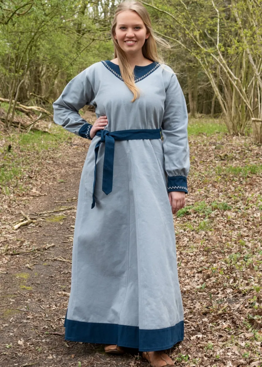 Wikinger Kleid Jona, blaugrau/blau