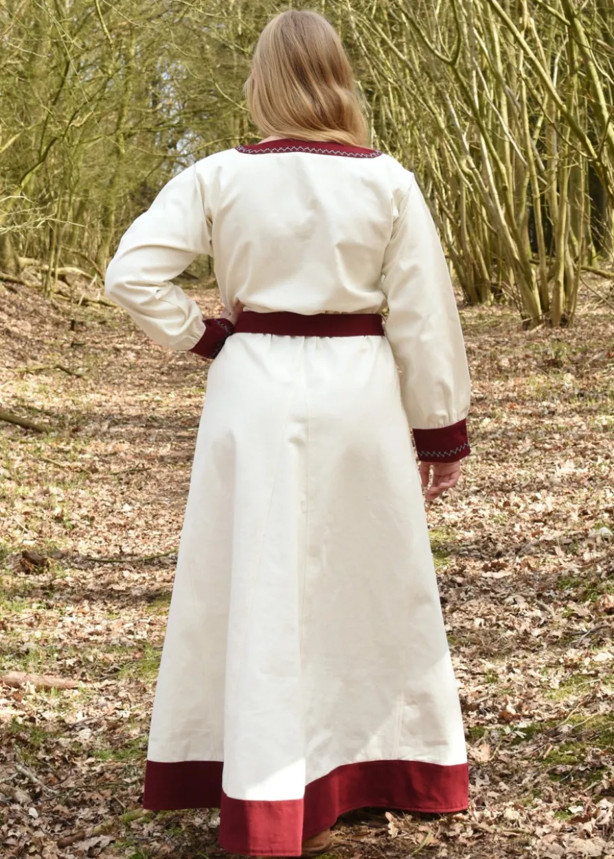 Wikinger Kleid Jona, natur/weinrot