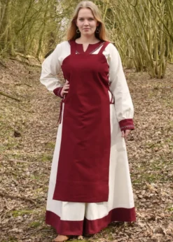 Wikinger Kleid Jona, natur/weinrot
