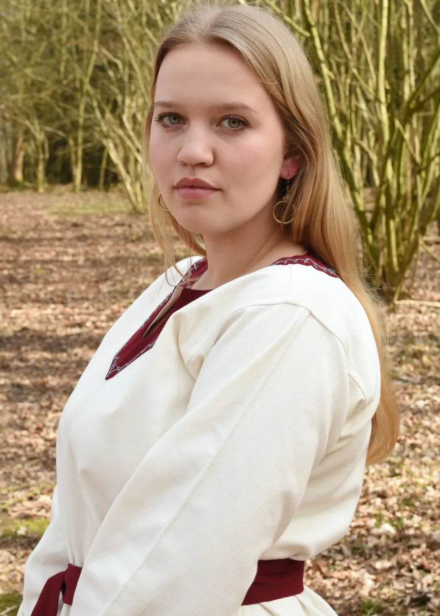 Wikinger Kleid Jona, natur/weinrot