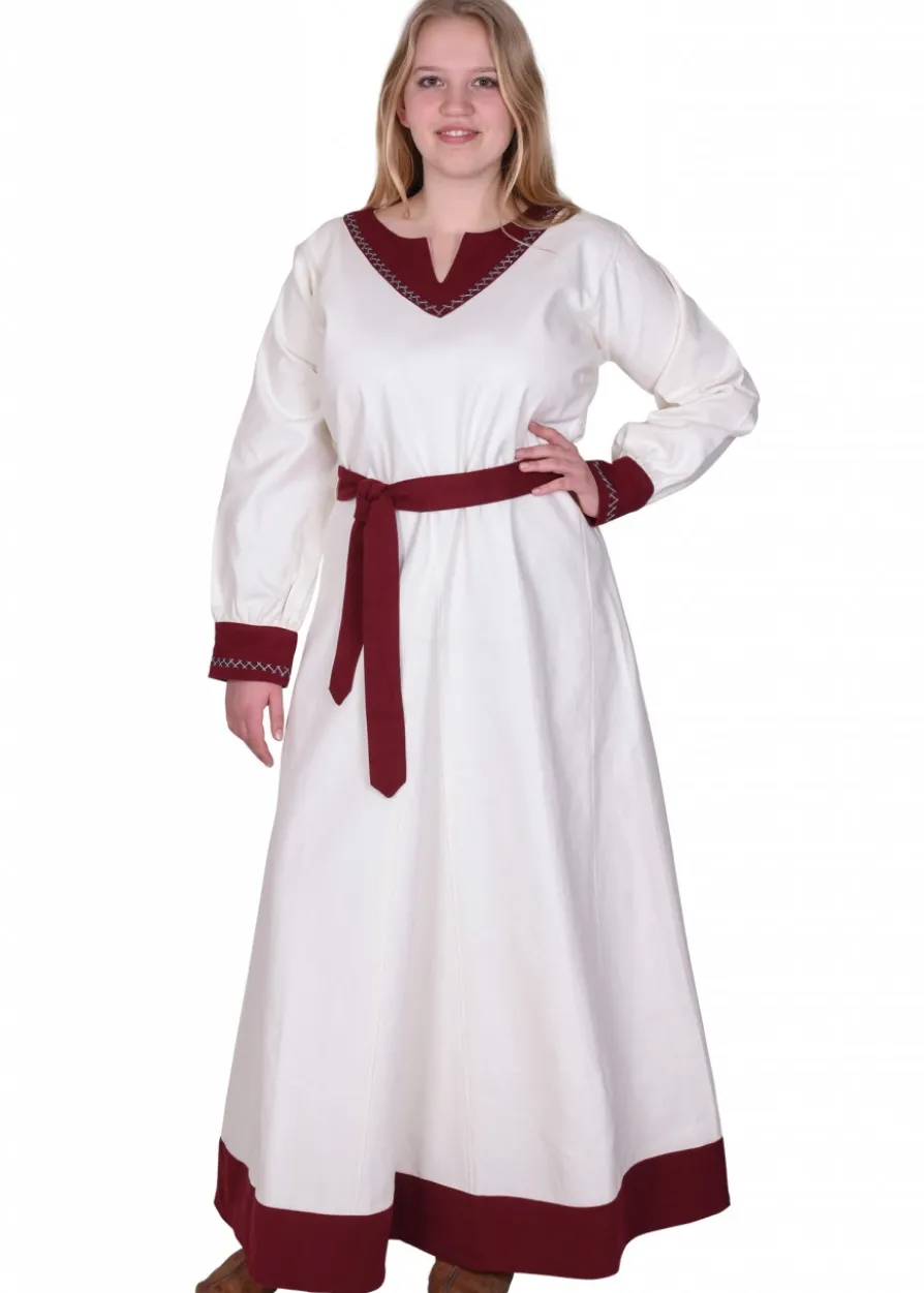 Wikinger Kleid Jona, natur/weinrot