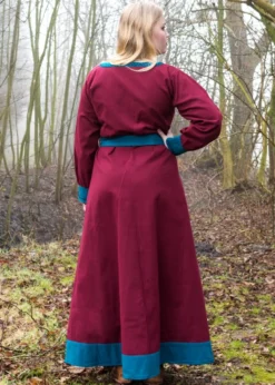 Wikinger Kleid Jona, weinrot/petrol