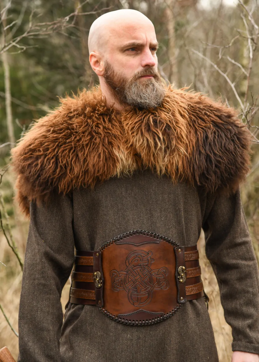 Wikinger Ledergürtel mit Prägung, braun