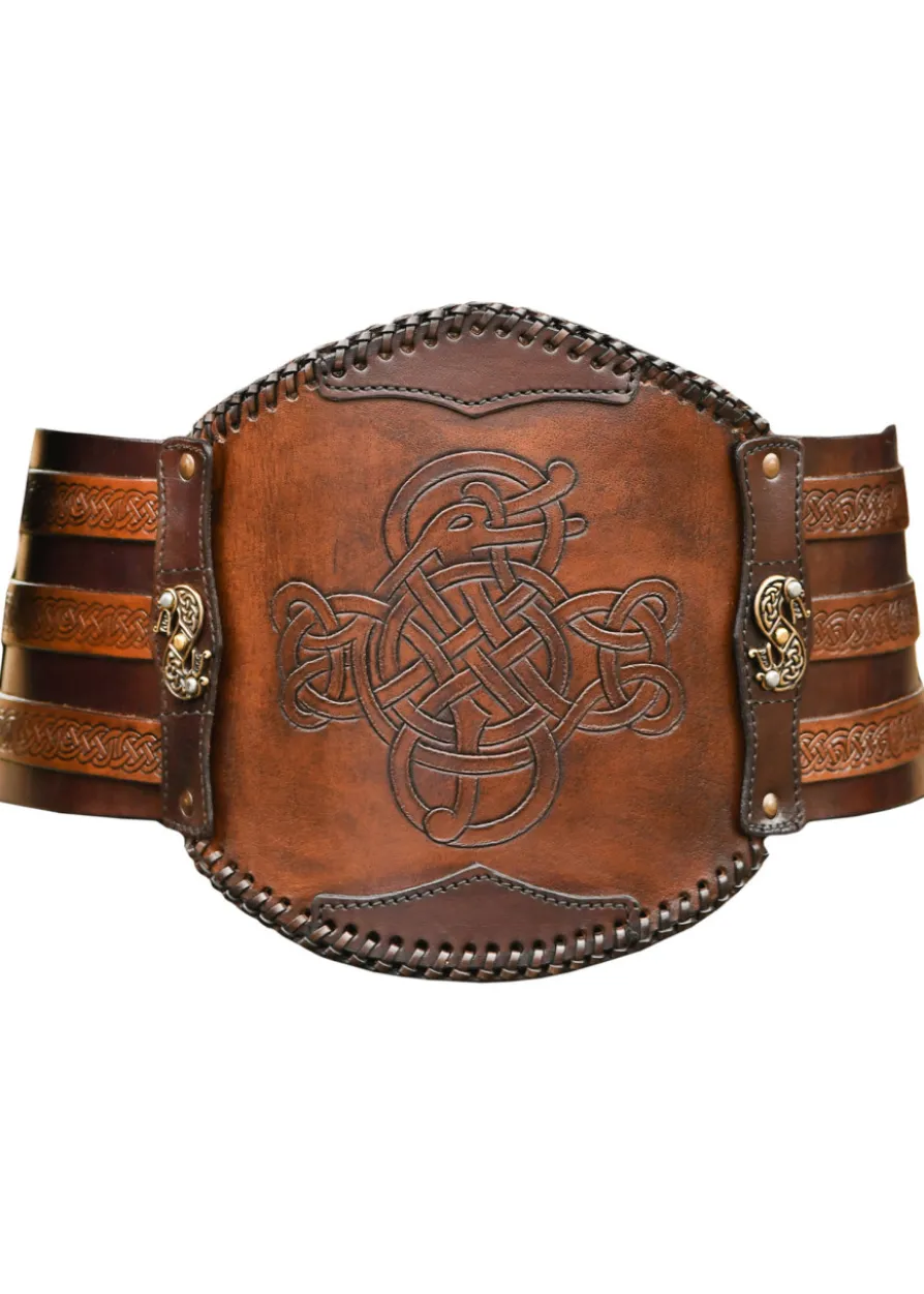 Wikinger Ledergürtel mit Prägung, braun