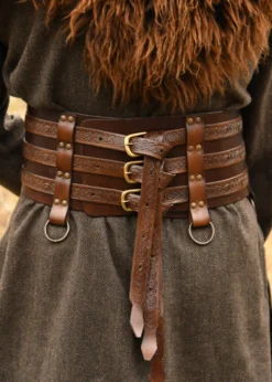 Wikinger Ledergürtel mit Prägung, braun