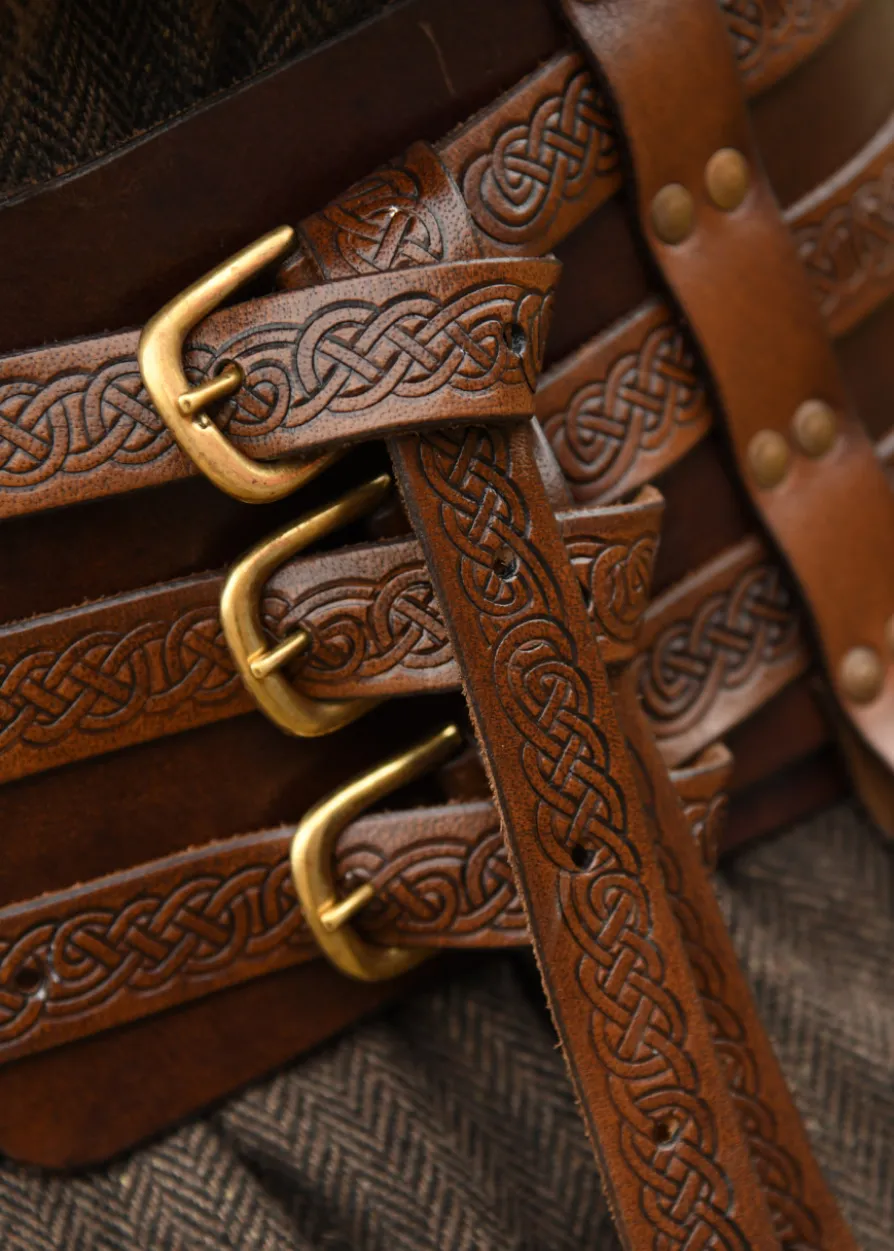 Wikinger Ledergürtel mit Prägung, braun