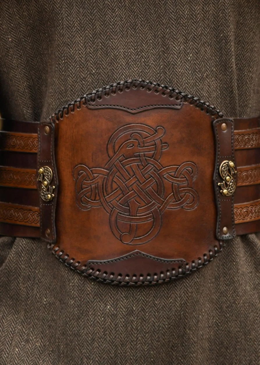 Wikinger Ledergürtel mit Prägung, braun