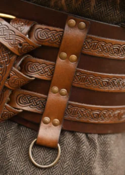 Wikinger Ledergürtel mit Prägung, braun