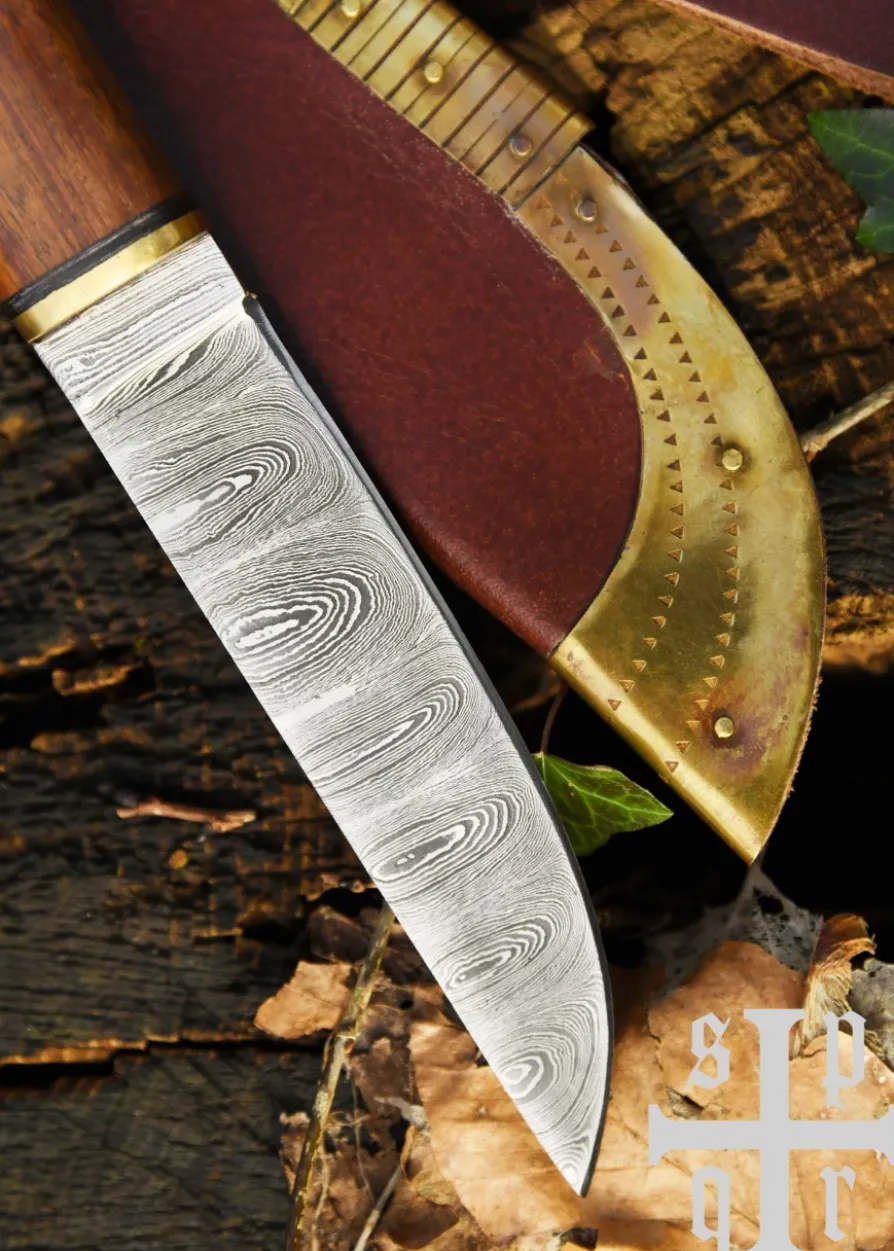 Wikinger-Messer aus Damaststahl mit Holzgriff