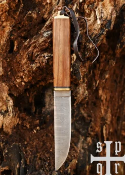 Wikinger-Messer aus Damaststahl mit Holzgriff