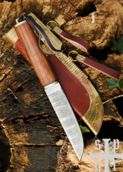 Wikinger-Messer aus Damaststahl mit Holzgriff