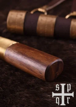 Wikinger-Messer aus Damaststahl mit Holz-/Messinggriff