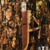 Wikinger-Messer, Damaststahl, Holz-/Knochengriff m. Knotenmuster