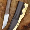 Wikinger Messer mit Walnussgriff und Lederscheide